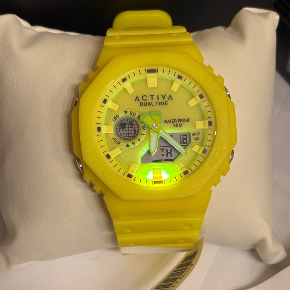 Activa Recon X Invicta Digital Sport Watch Yellow ACW423-006 Dual Time Unisex